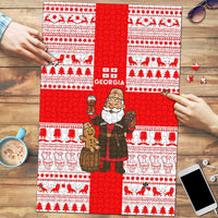Georgia Christmas Puzzle with Santa in Chokha Wine Barrel Gingerbread and Coat of Arms Design - Wonder Print Shop