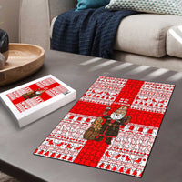Georgia Christmas Puzzle with Santa in Chokha Wine Barrel Gingerbread and Coat of Arms Design - Wonder Print Shop
