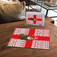 Georgia Christmas Puzzle with Santa in Chokha Wine Barrel Gingerbread and Coat of Arms Design - Wonder Print Shop