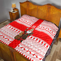 Georgia Christmas Quilt with Santa in Chokha Wine Barrel Gingerbread and Coat of Arms Design - Wonder Print Shop