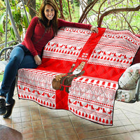 Georgia Christmas Quilt with Santa in Chokha Wine Barrel Gingerbread and Coat of Arms Design - Wonder Print Shop