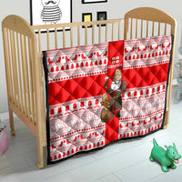 Georgia Christmas Quilt with Santa in Chokha Wine Barrel Gingerbread and Coat of Arms Design - Wonder Print Shop