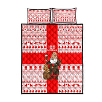 Georgia Christmas Quilt Bed Set with Santa in Chokha Wine Barrel Gingerbread and Coat of Arms Design - Wonder Print Shop