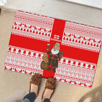 Georgia Christmas Rubber Doormat with Santa in Chokha Wine Barrel Gingerbread and Coat of Arms Design - Wonder Print Shop