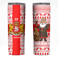Georgia Christmas Skinny Tumbler with Santa in Chokha Wine Barrel Gingerbread and Coat of Arms Design - Wonder Print Shop