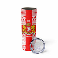 Georgia Christmas Skinny Tumbler with Santa in Chokha Wine Barrel Gingerbread and Coat of Arms Design - Wonder Print Shop
