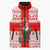 Georgia Christmas Sleeveless Puffer Jacket with Santa in Chokha Wine Barrel Gingerbread and Coat of Arms Design - Wonder Print Shop