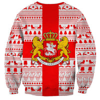 Georgia Christmas Sweatshirt with Santa in Chokha Wine Barrel Gingerbread and Coat of Arms Design - Wonder Print Shop