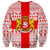 Georgia Christmas Sweatshirt with Santa in Chokha Wine Barrel Gingerbread and Coat of Arms Design - Wonder Print Shop