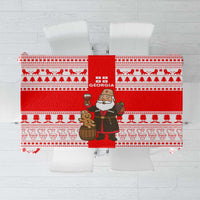 Georgia Christmas Tablecloth with Santa in Chokha Wine Barrel Gingerbread and Coat of Arms Design - Wonder Print Shop