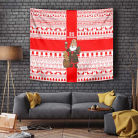Georgia Christmas Tapestry with Santa in Chokha Wine Barrel Gingerbread and Coat of Arms Design - Wonder Print Shop