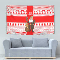 Georgia Christmas Tapestry with Santa in Chokha Wine Barrel Gingerbread and Coat of Arms Design - Wonder Print Shop