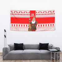 Georgia Christmas Tapestry with Santa in Chokha Wine Barrel Gingerbread and Coat of Arms Design - Wonder Print Shop