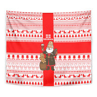 Georgia Christmas Tapestry with Santa in Chokha Wine Barrel Gingerbread and Coat of Arms Design - Wonder Print Shop