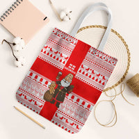 Georgia Christmas Tote Bag with Santa in Chokha Wine Barrel Gingerbread and Coat of Arms Design - Wonder Print Shop