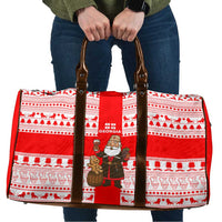 Georgia Christmas Travel Bag with Santa in Chokha Wine Barrel Gingerbread and Coat of Arms Design - Wonder Print Shop