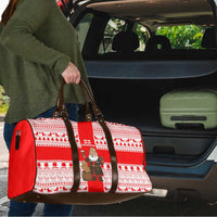 Georgia Christmas Travel Bag with Santa in Chokha Wine Barrel Gingerbread and Coat of Arms Design - Wonder Print Shop