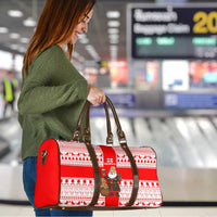 Georgia Christmas Travel Bag with Santa in Chokha Wine Barrel Gingerbread and Coat of Arms Design - Wonder Print Shop