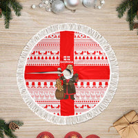 Georgia Christmas Tree Skirt with Santa in Chokha Wine Barrel Gingerbread and Coat of Arms Design - Wonder Print Shop