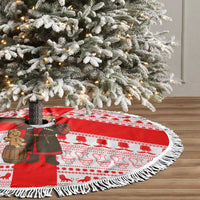 Georgia Christmas Tree Skirt with Santa in Chokha Wine Barrel Gingerbread and Coat of Arms Design - Wonder Print Shop