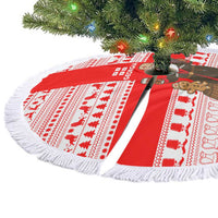 Georgia Christmas Tree Skirt with Santa in Chokha Wine Barrel Gingerbread and Coat of Arms Design - Wonder Print Shop
