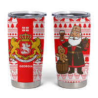 Georgia Christmas Tumbler Cup with Santa in Chokha Wine Barrel Gingerbread and Coat of Arms Design - Wonder Print Shop
