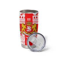 Georgia Christmas Tumbler Cup with Santa in Chokha Wine Barrel Gingerbread and Coat of Arms Design - Wonder Print Shop