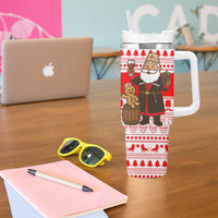 Georgia Christmas Tumbler With Handle with Santa in Chokha Wine Barrel Gingerbread and Coat of Arms Design - Wonder Print Shop