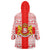 Georgia Christmas Wearable Blanket Hoodie with Santa in Chokha Wine Barrel Gingerbread and Coat of Arms Design - Wonder Print Shop