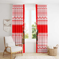 Georgia Christmas Window Curtain with Santa in Chokha Wine Barrel Gingerbread and Coat of Arms Design - Wonder Print Shop