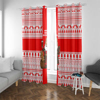 Georgia Christmas Window Curtain with Santa in Chokha Wine Barrel Gingerbread and Coat of Arms Design - Wonder Print Shop