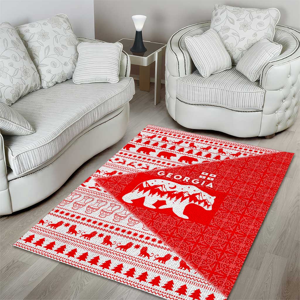 Georgia Christmas Area Rug with Bear Mountains Forest Pattern and Traditional Georgian Design - Wonder Print Shop