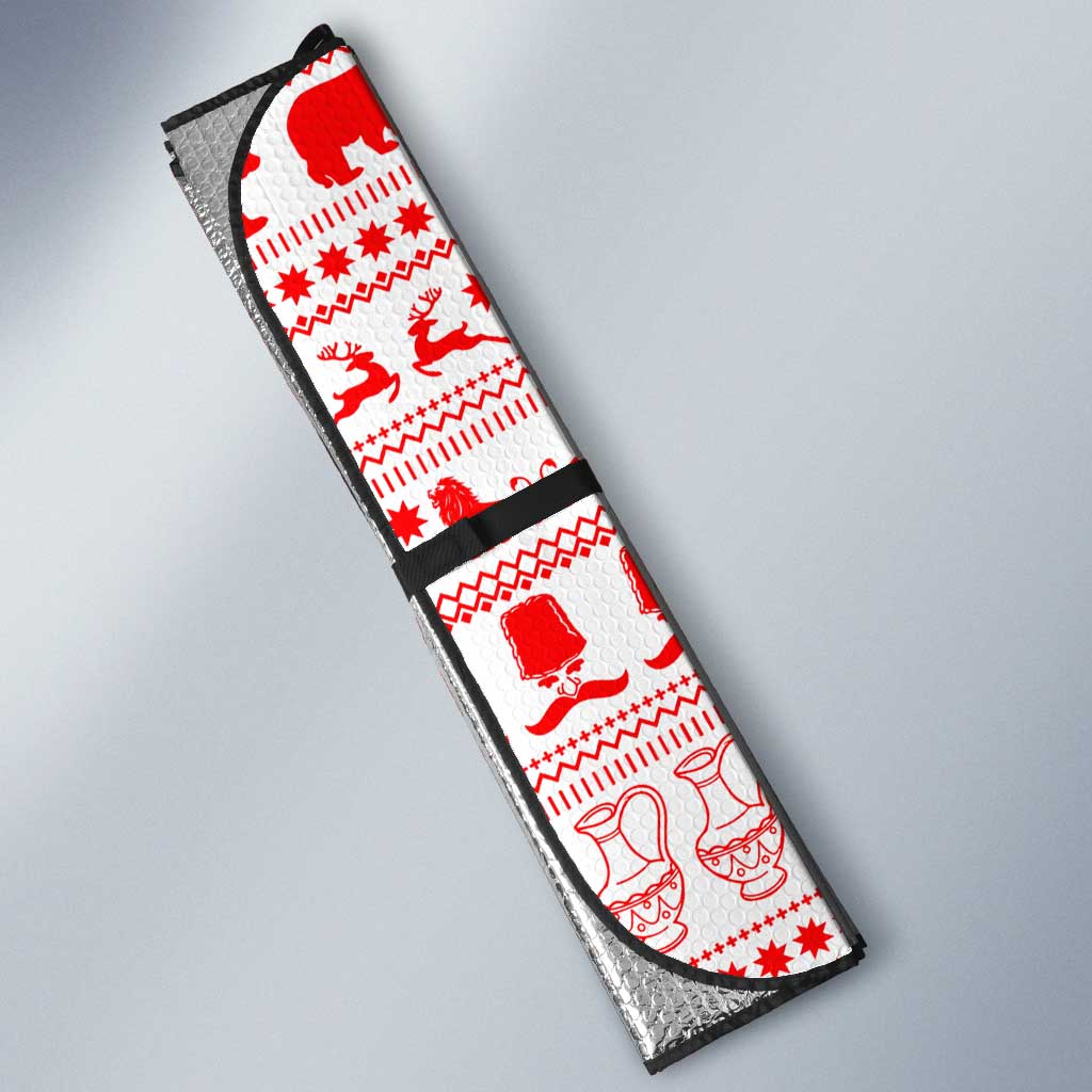 Georgia Christmas Auto Sun Shade with Bear Mountains Forest Pattern and Traditional Georgian Design - Wonder Print Shop