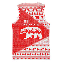 Georgia Christmas Basketball Jersey with Bear Mountains Forest Pattern and Traditional Georgian Design - Wonder Print Shop