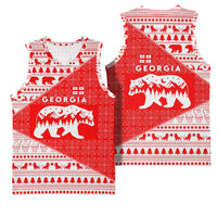 Georgia Christmas Basketball Jersey with Bear Mountains Forest Pattern and Traditional Georgian Design - Wonder Print Shop
