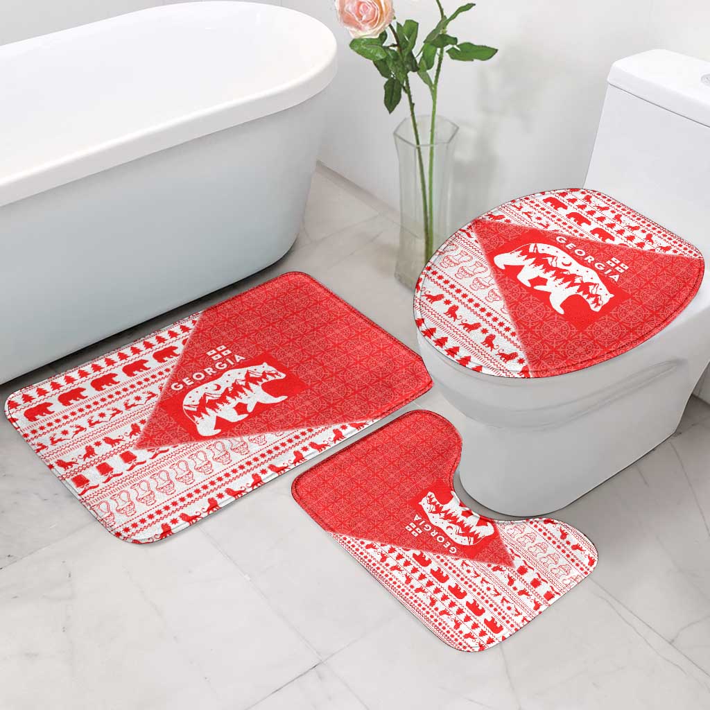 Georgia Christmas Bathroom Set with Bear Mountains Forest Pattern and Traditional Georgian Design - Wonder Print Shop