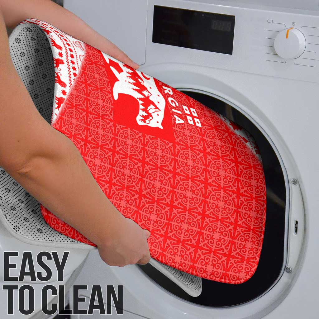 Georgia Christmas Bathroom Set with Bear Mountains Forest Pattern and Traditional Georgian Design - Wonder Print Shop