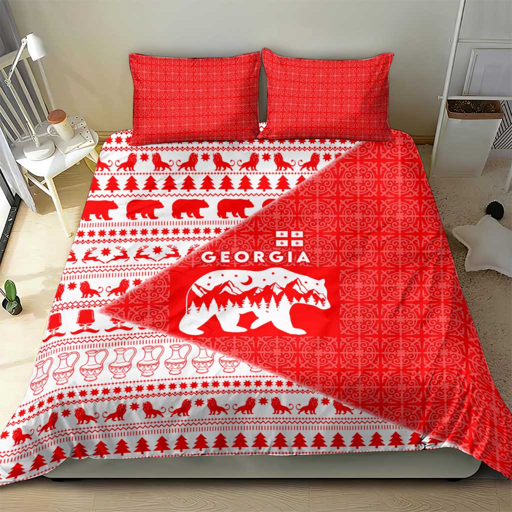 Georgia Christmas Bedding Set with Bear Mountains Forest Pattern and Traditional Georgian Design - Wonder Print Shop
