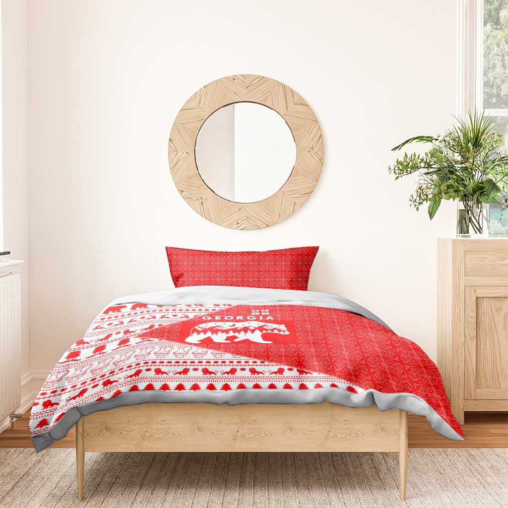 Georgia Christmas Bedding Set with Bear Mountains Forest Pattern and Traditional Georgian Design - Wonder Print Shop