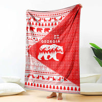 Georgia Christmas Blanket with Bear Mountains Forest Pattern and Traditional Georgian Design - Wonder Print Shop