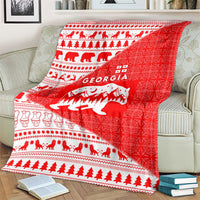 Georgia Christmas Blanket with Bear Mountains Forest Pattern and Traditional Georgian Design - Wonder Print Shop
