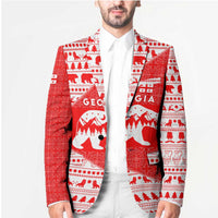 Georgia Christmas Blazer with Bear Mountains Forest Pattern and Traditional Georgian Design - Wonder Print Shop