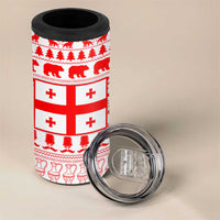 Georgia Christmas 4 in 1 Can Cooler Tumbler with Bear Mountains Forest Pattern and Traditional Georgian Design - Wonder Print Shop