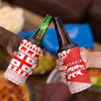 Georgia Christmas 4 in 1 Can Cooler Tumbler with Bear Mountains Forest Pattern and Traditional Georgian Design - Wonder Print Shop