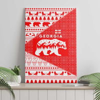 Georgia Christmas Canvas Wall Art with Bear Mountains Forest Pattern and Traditional Georgian Design - Wonder Print Shop