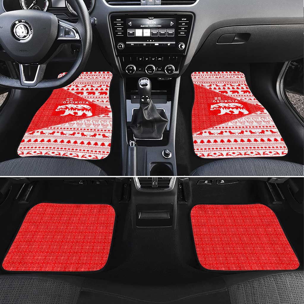 Georgia Christmas Car Mats with Bear Mountains Forest Pattern and Traditional Georgian Design - Wonder Print Shop