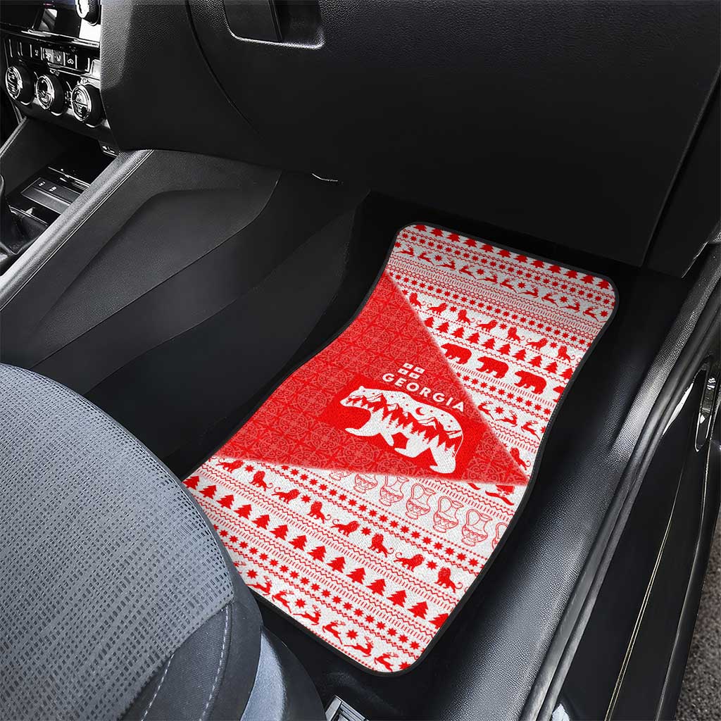 Georgia Christmas Car Mats with Bear Mountains Forest Pattern and Traditional Georgian Design - Wonder Print Shop