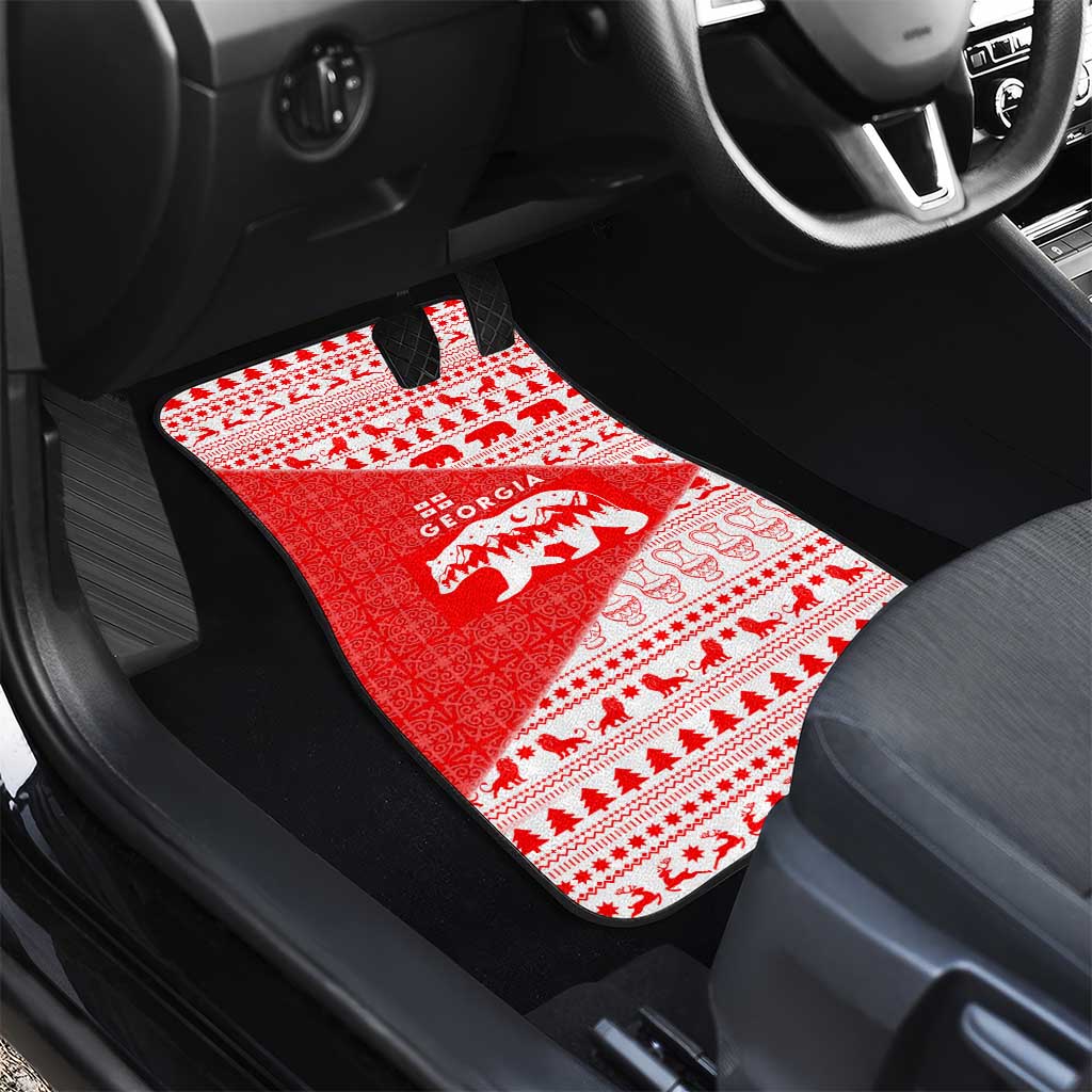 Georgia Christmas Car Mats with Bear Mountains Forest Pattern and Traditional Georgian Design - Wonder Print Shop