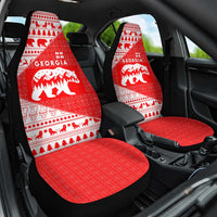 Georgia Christmas Car Seat Cover with Bear Mountains Forest Pattern and Traditional Georgian Design - Wonder Print Shop