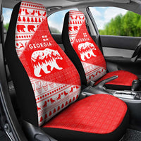 Georgia Christmas Car Seat Cover with Bear Mountains Forest Pattern and Traditional Georgian Design - Wonder Print Shop